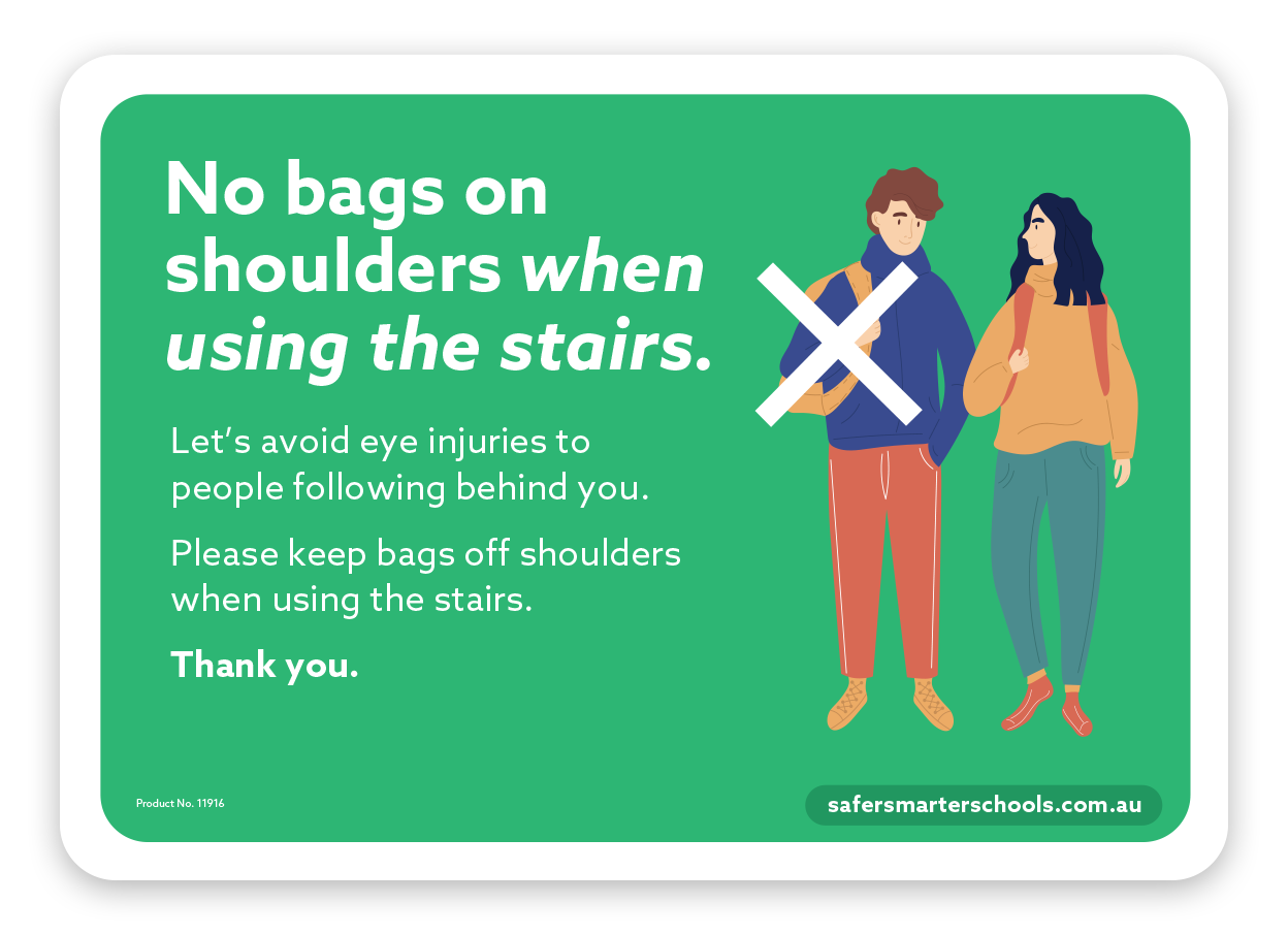 Bags on shoulders safety sign