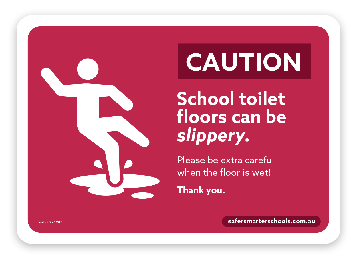 Slippery floor sign for schools