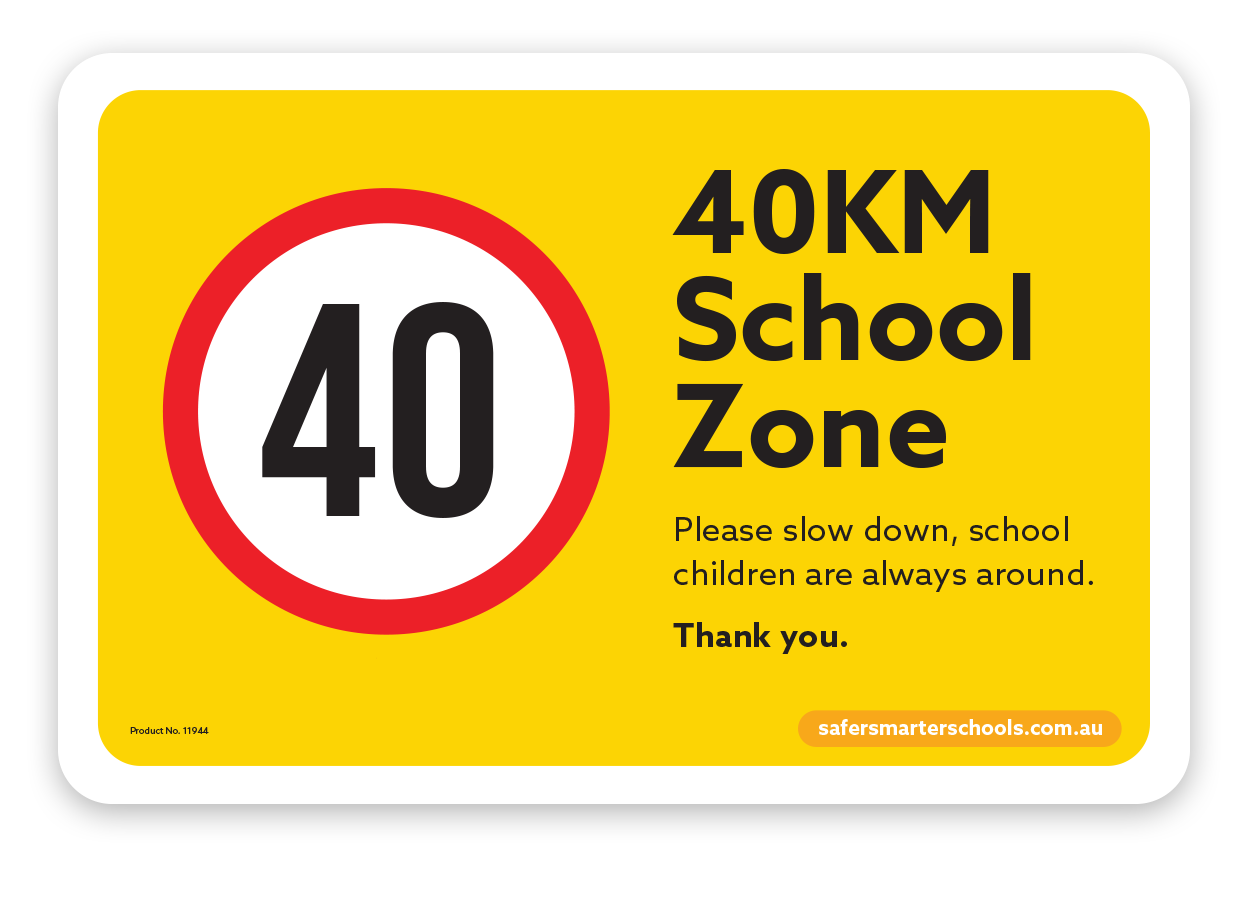 40km school zone sign